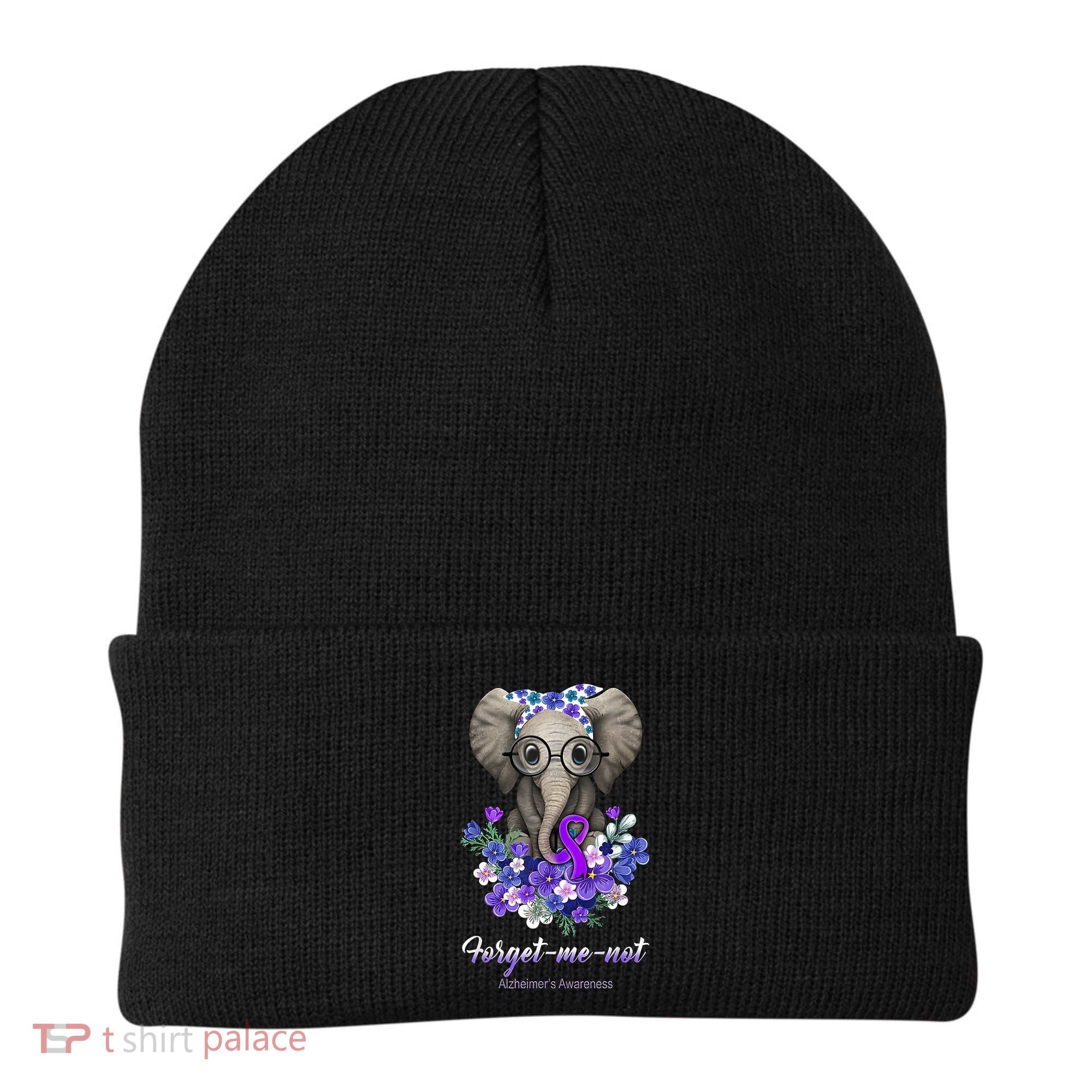 Elephant AlzheimerS Awareness Purple Ribbon Beanie