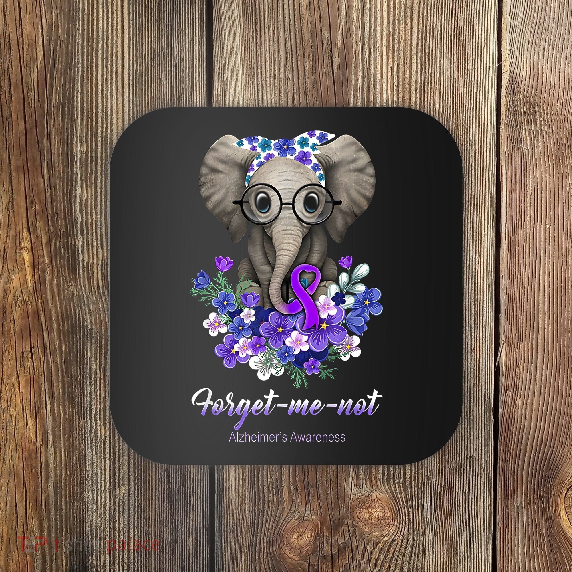 Elephant AlzheimerS Awareness Purple Ribbon Coaster