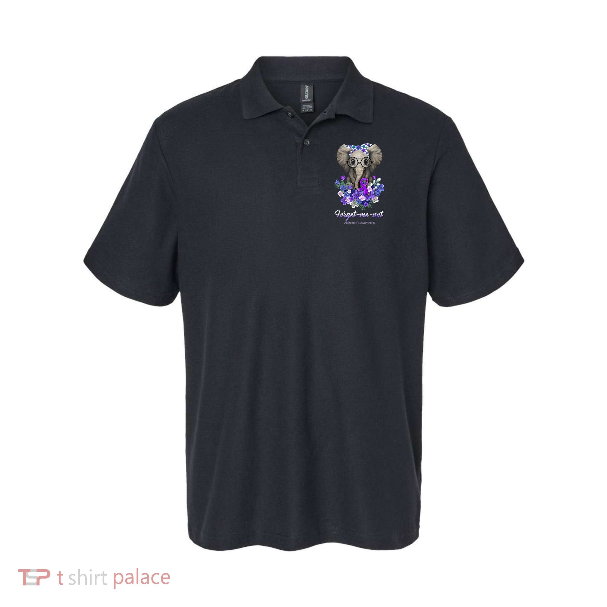 Elephant AlzheimerS Awareness Purple Ribbon Polo