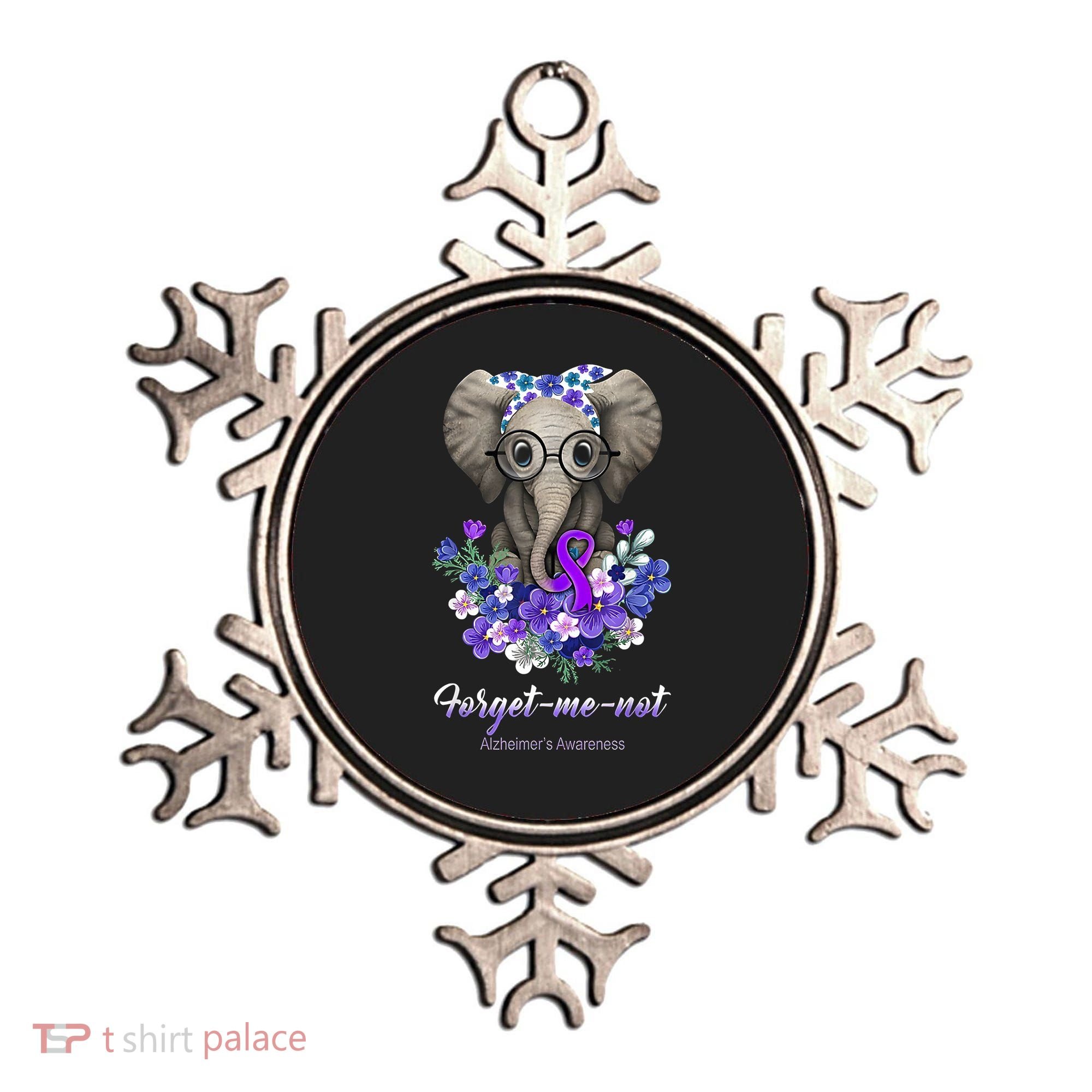 Elephant AlzheimerS Awareness Purple Ribbon Ornament