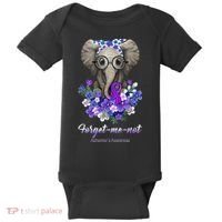 Elephant AlzheimerS Awareness Purple Ribbon Baby Bodysuit thumb 0