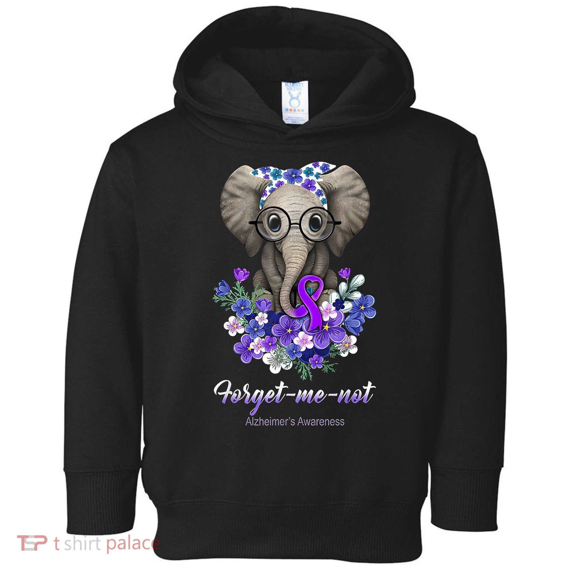 Elephant AlzheimerS Awareness Purple Ribbon Toddler Hoodie