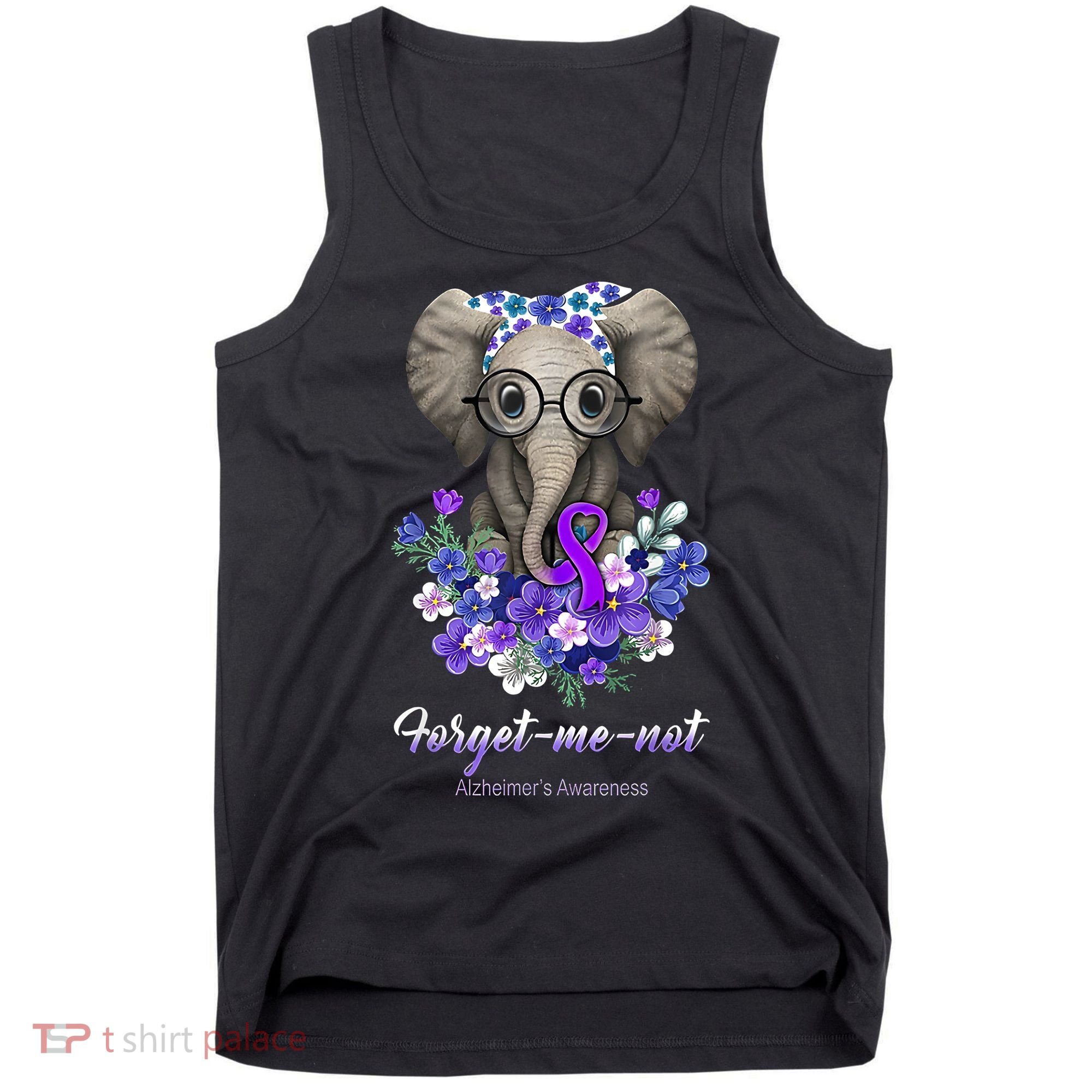 Elephant AlzheimerS Awareness Purple Ribbon Tank Top