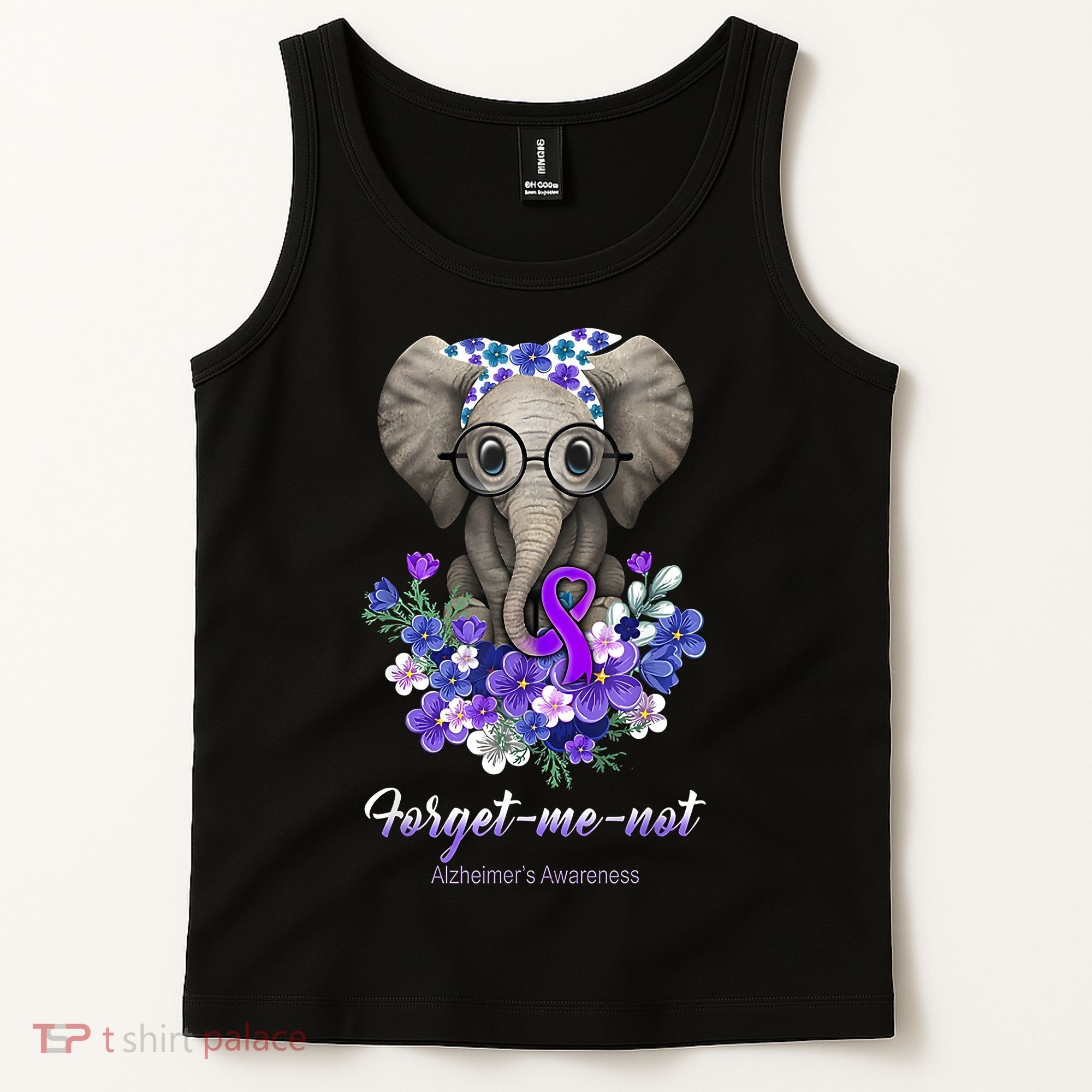 Elephant AlzheimerS Awareness Purple Ribbon Tank Top