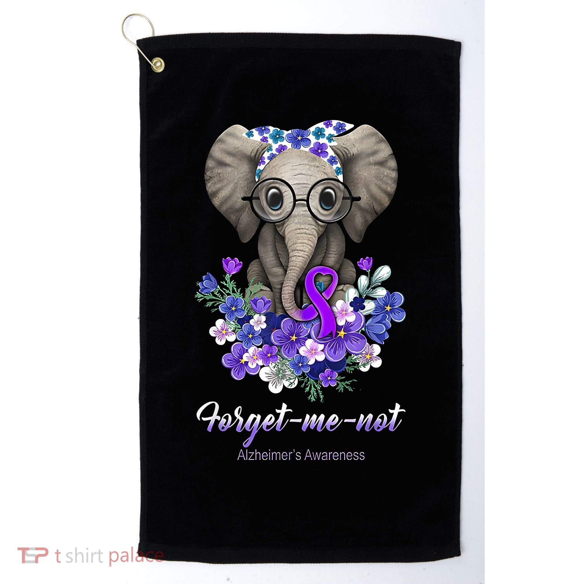 Elephant AlzheimerS Awareness Purple Ribbon Golf Towel