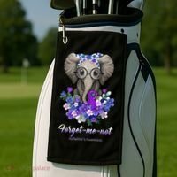 Elephant AlzheimerS Awareness Purple Ribbon Golf Towel thumb 2