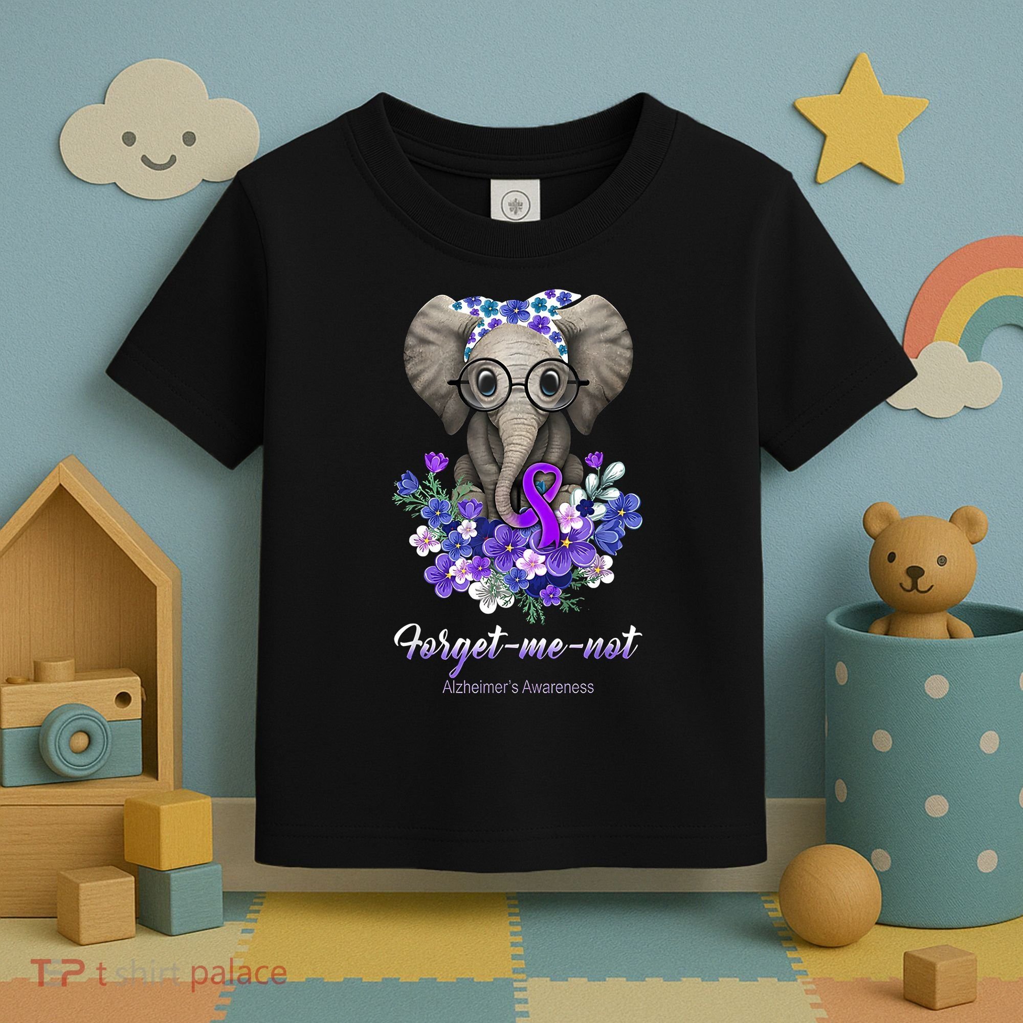 Elephant AlzheimerS Awareness Purple Ribbon Toddler T-Shirt