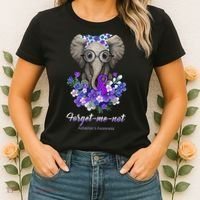 Elephant AlzheimerS Awareness Purple Ribbon Women's T-Shirt thumb 2