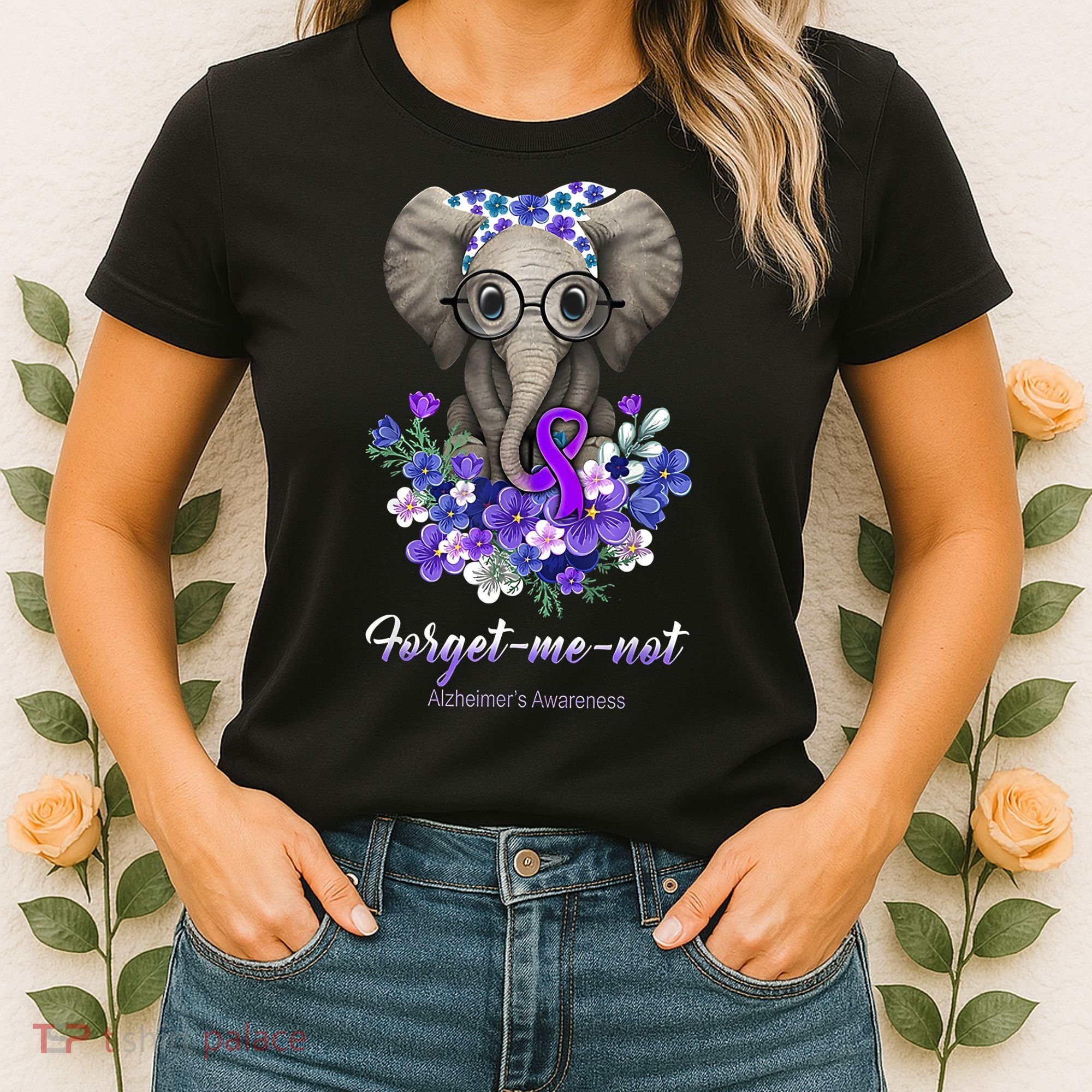 Elephant AlzheimerS Awareness Purple Ribbon Women's T-Shirt
