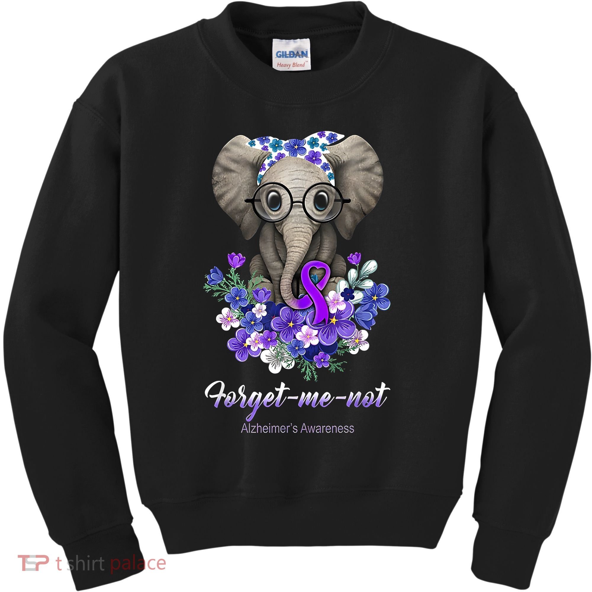 Elephant AlzheimerS Awareness Purple Ribbon Kids Sweatshirt