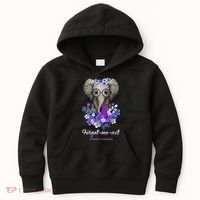 Elephant AlzheimerS Awareness Purple Ribbon Kids Hoodie thumb 0