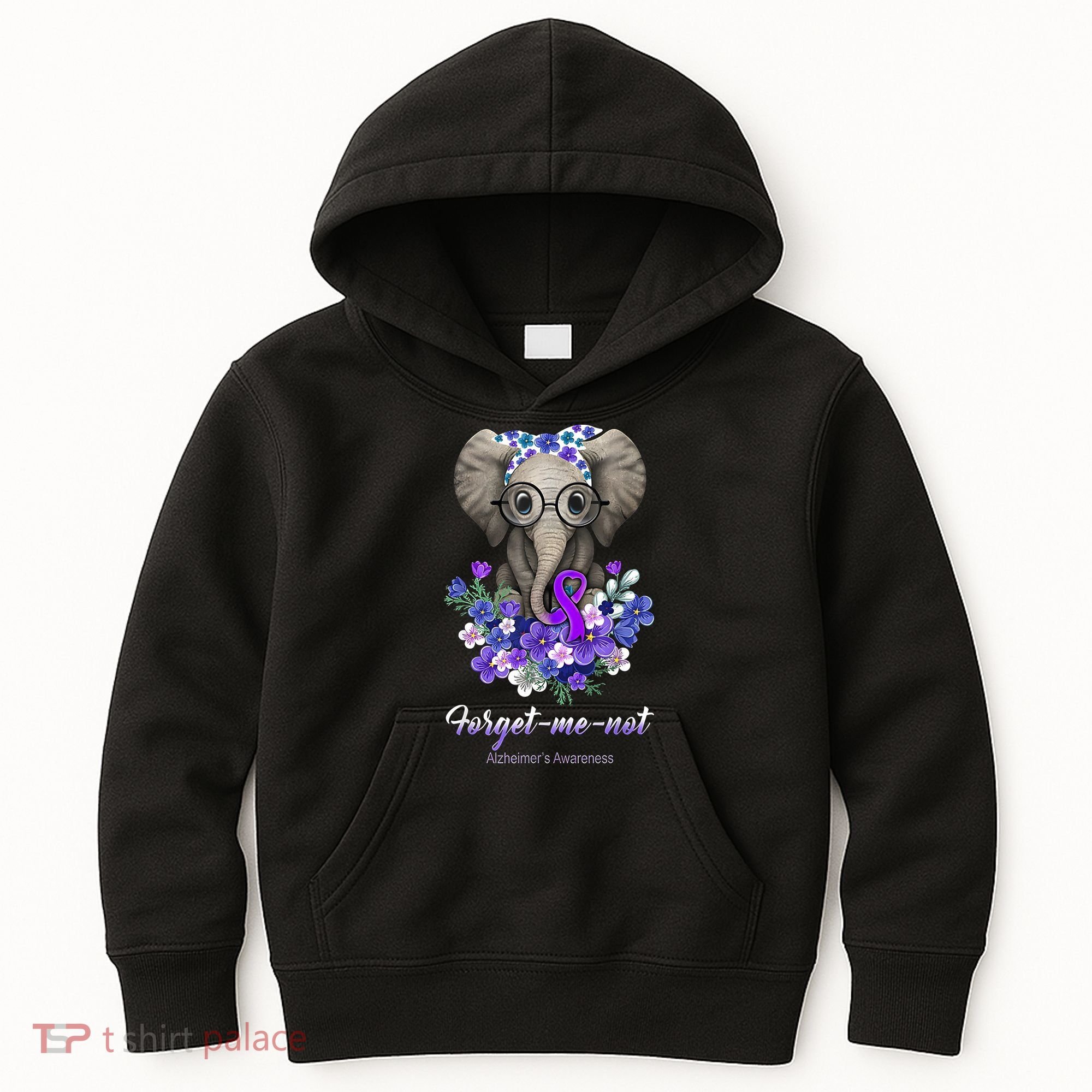 Elephant AlzheimerS Awareness Purple Ribbon Kids Hoodie