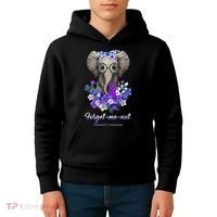 Elephant AlzheimerS Awareness Purple Ribbon Kids Hoodie thumb 4
