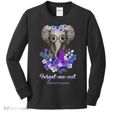 Elephant AlzheimerS Awareness Purple Ribbon Kids Long Sleeve Shirt