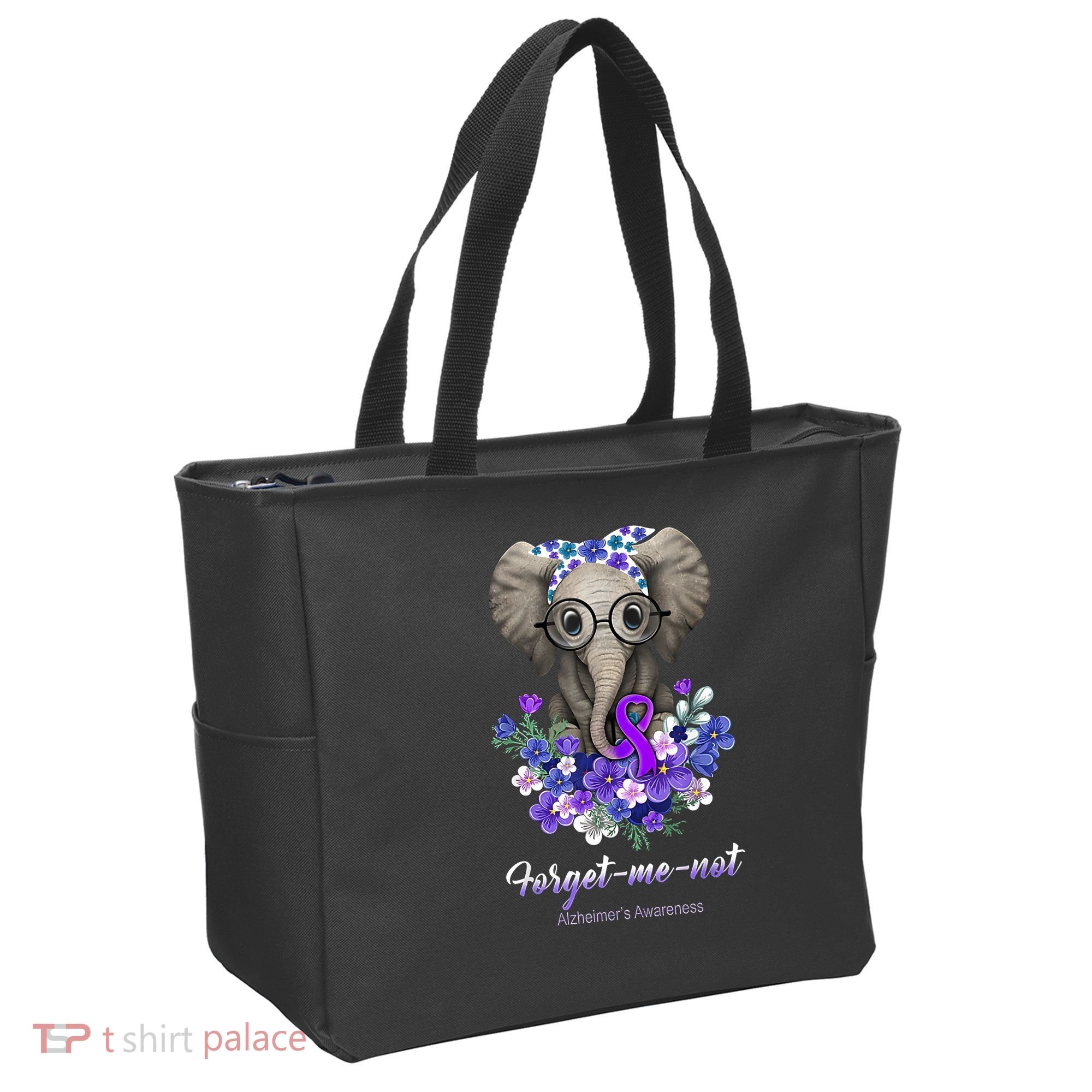 Elephant AlzheimerS Awareness Purple Ribbon Tote Bag