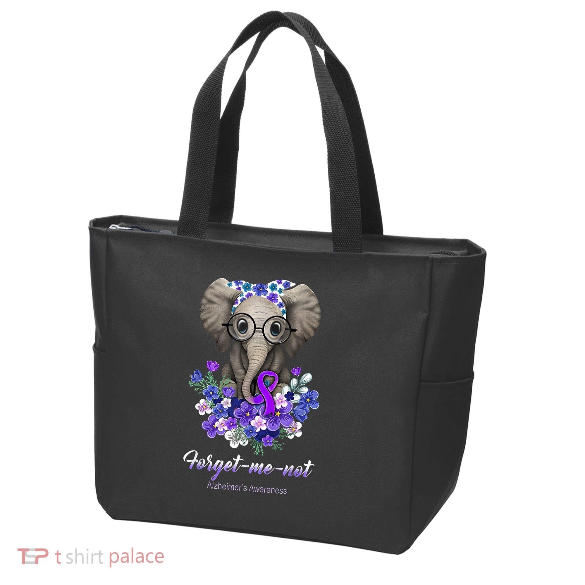 Elephant AlzheimerS Awareness Purple Ribbon Tote Bag