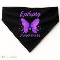 Epilepsy Awareness Butterfly Epilepsy Warrior USA-Made Doggie Bandana thumb 0