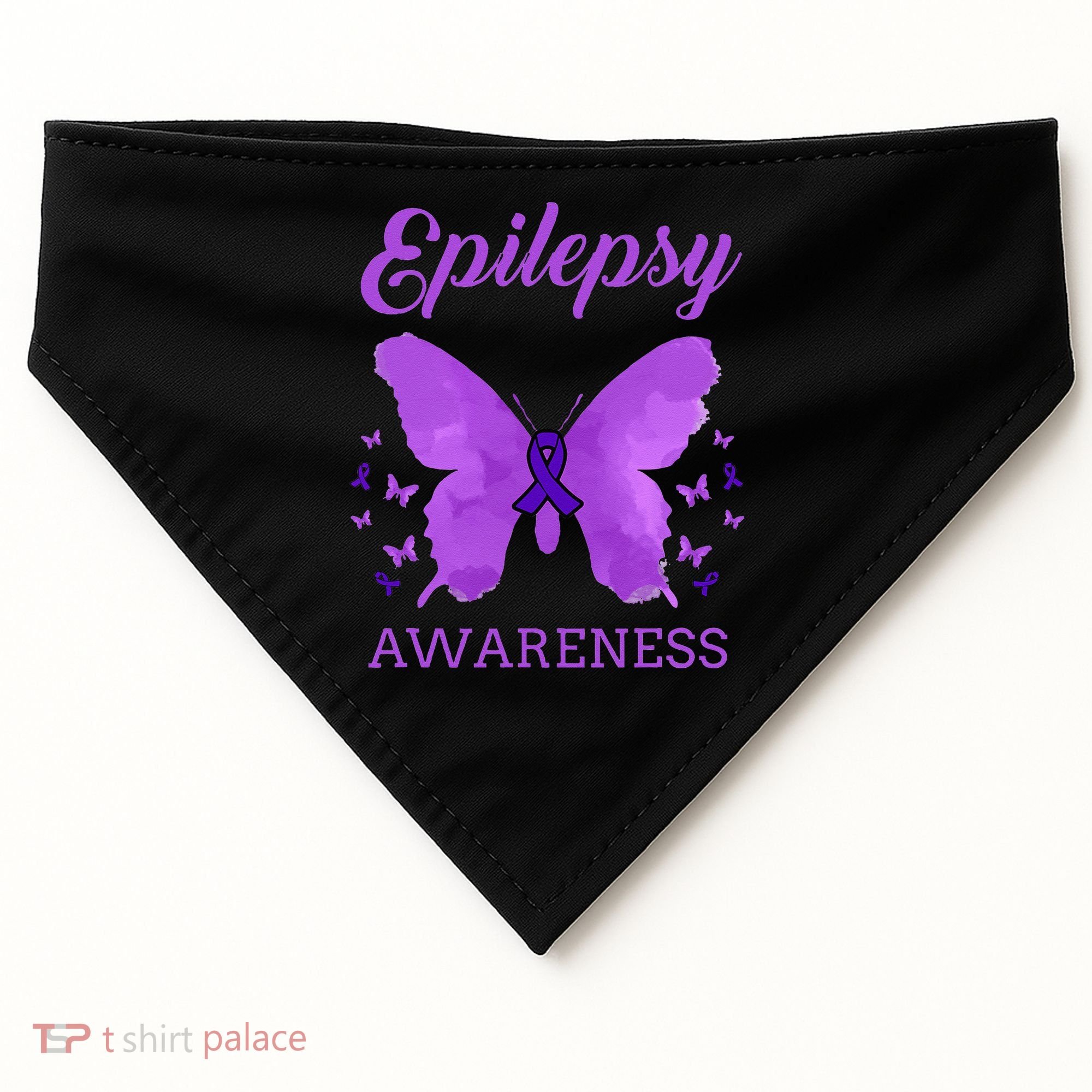 Epilepsy Awareness Butterfly Epilepsy Warrior USA-Made Doggie Bandana