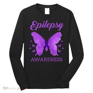 Epilepsy Awareness Butterfly Epilepsy Warrior Long Sleeve Shirt