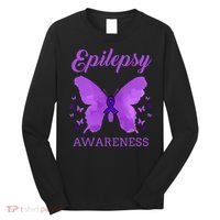 Epilepsy Awareness Butterfly Epilepsy Warrior Long Sleeve Shirt thumb 0