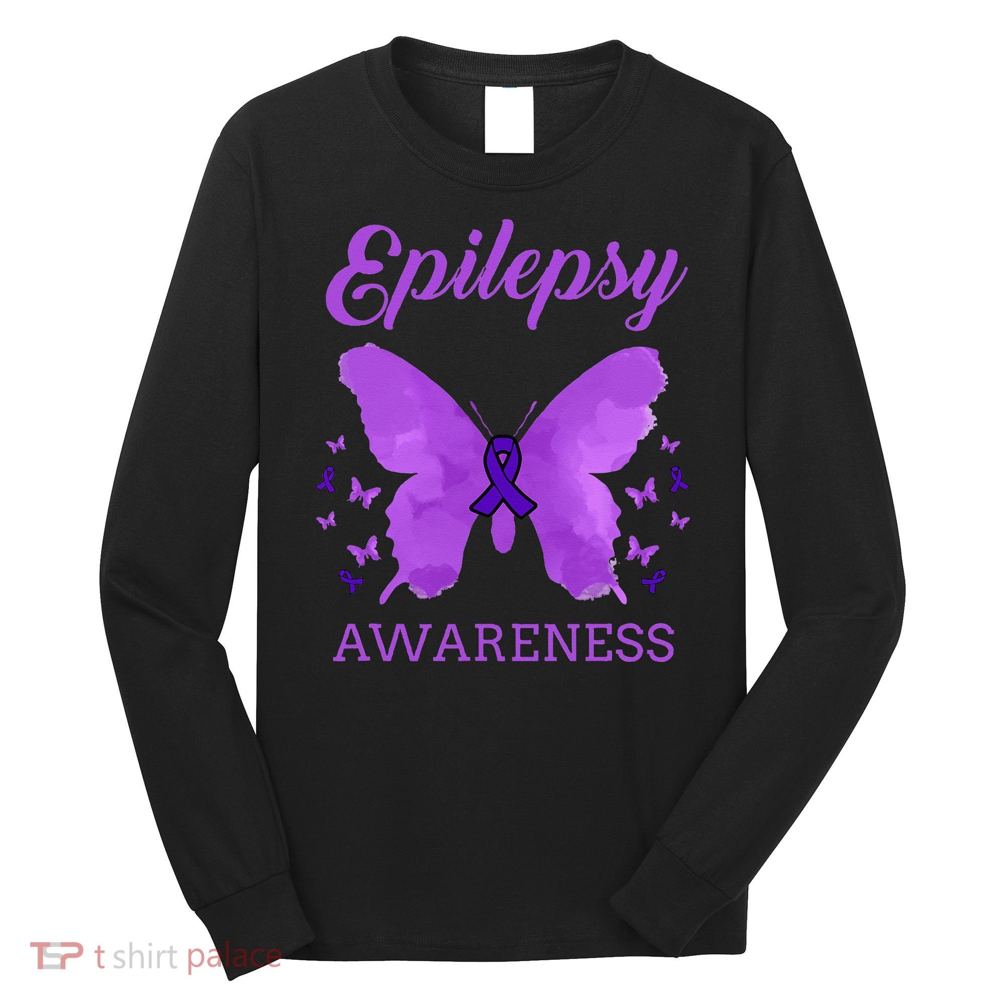 Epilepsy Awareness Butterfly Epilepsy Warrior Long Sleeve Shirt