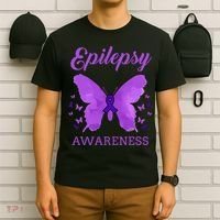 Epilepsy Awareness Butterfly Epilepsy Warrior T-Shirt thumb 6