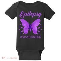 Epilepsy Awareness Butterfly Epilepsy Warrior Baby Bodysuit thumb 0