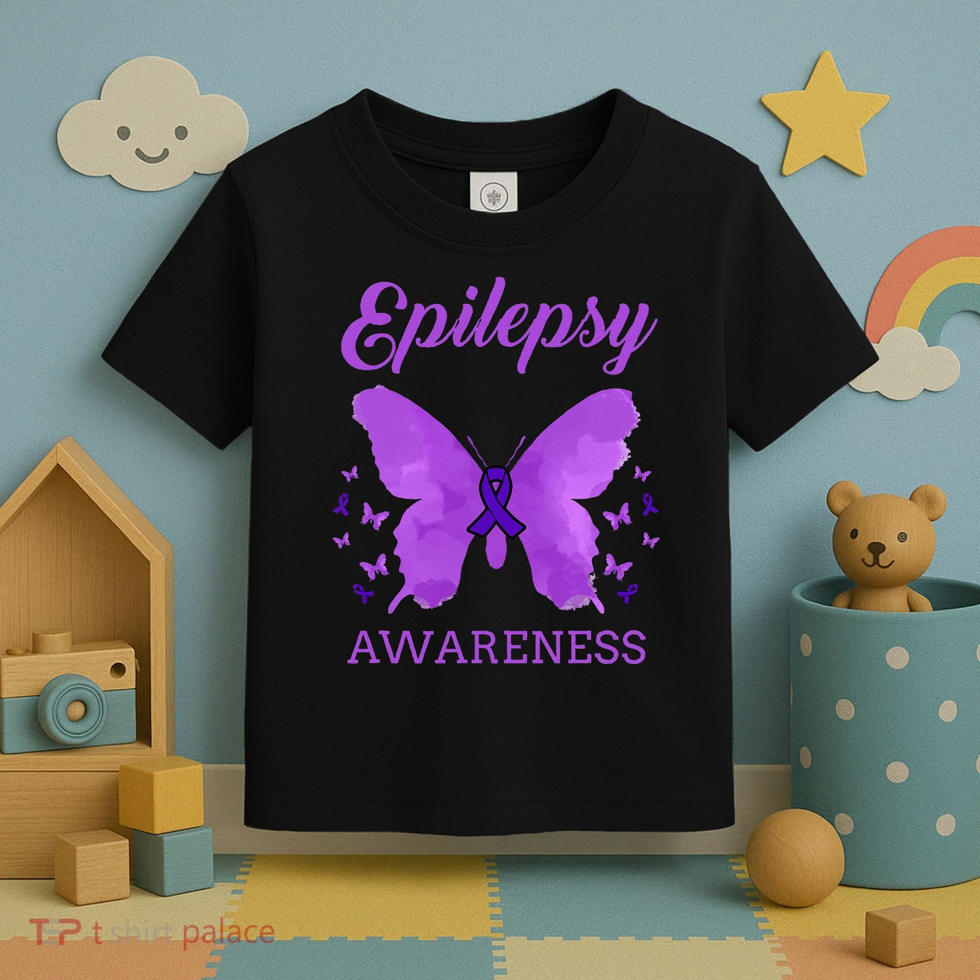 Epilepsy Awareness Butterfly Epilepsy Warrior Toddler T-Shirt
