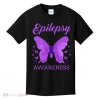 Epilepsy Awareness Butterfly Epilepsy Warrior Kids T-Shirt thumb 0