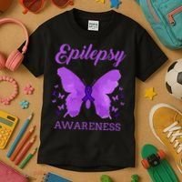 Epilepsy Awareness Butterfly Epilepsy Warrior Kids T-Shirt thumb 3