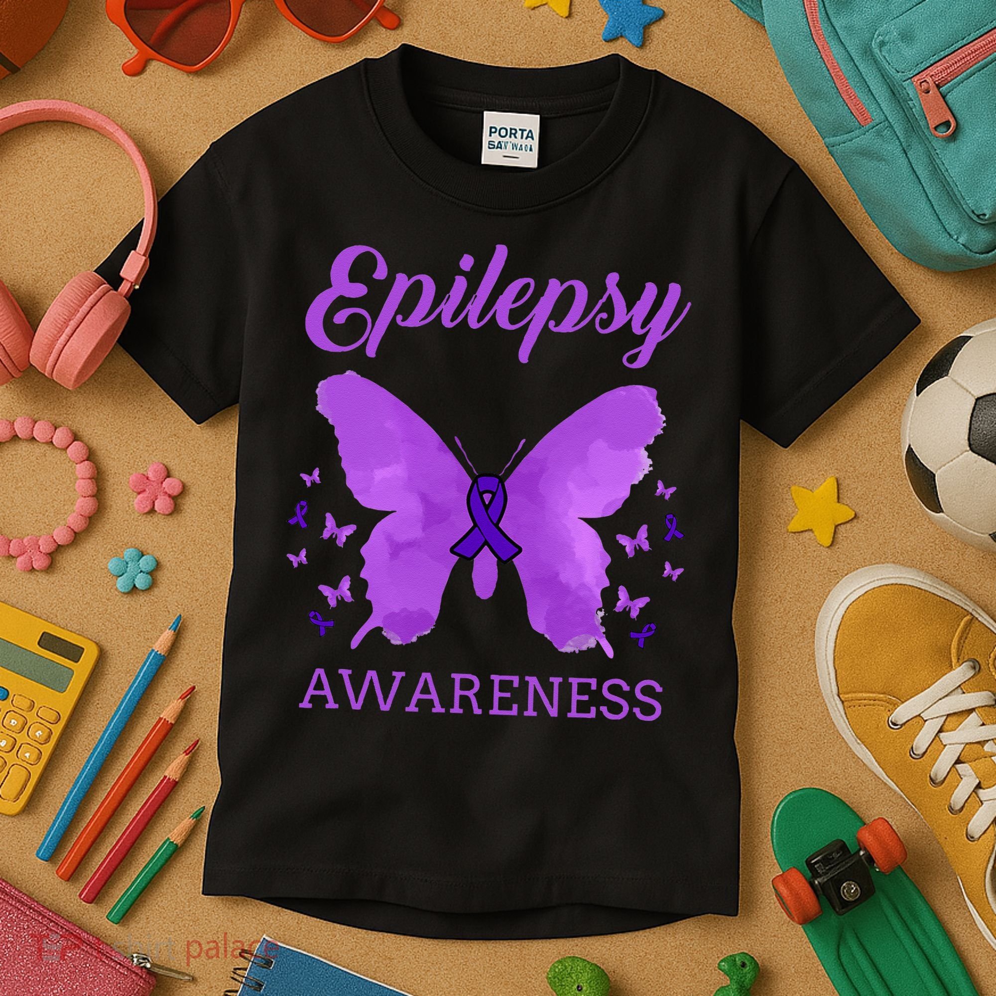 Epilepsy Awareness Butterfly Epilepsy Warrior Kids T-Shirt