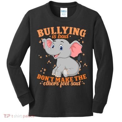 Elephant Anti Bullying Awareness Month Kids Long Sleeve Shirt