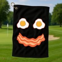 Egg And Bacon Egg And Bacon Face Brunch Breakfast Golf Towel thumb 1