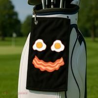 Egg And Bacon Egg And Bacon Face Brunch Breakfast Golf Towel thumb 2