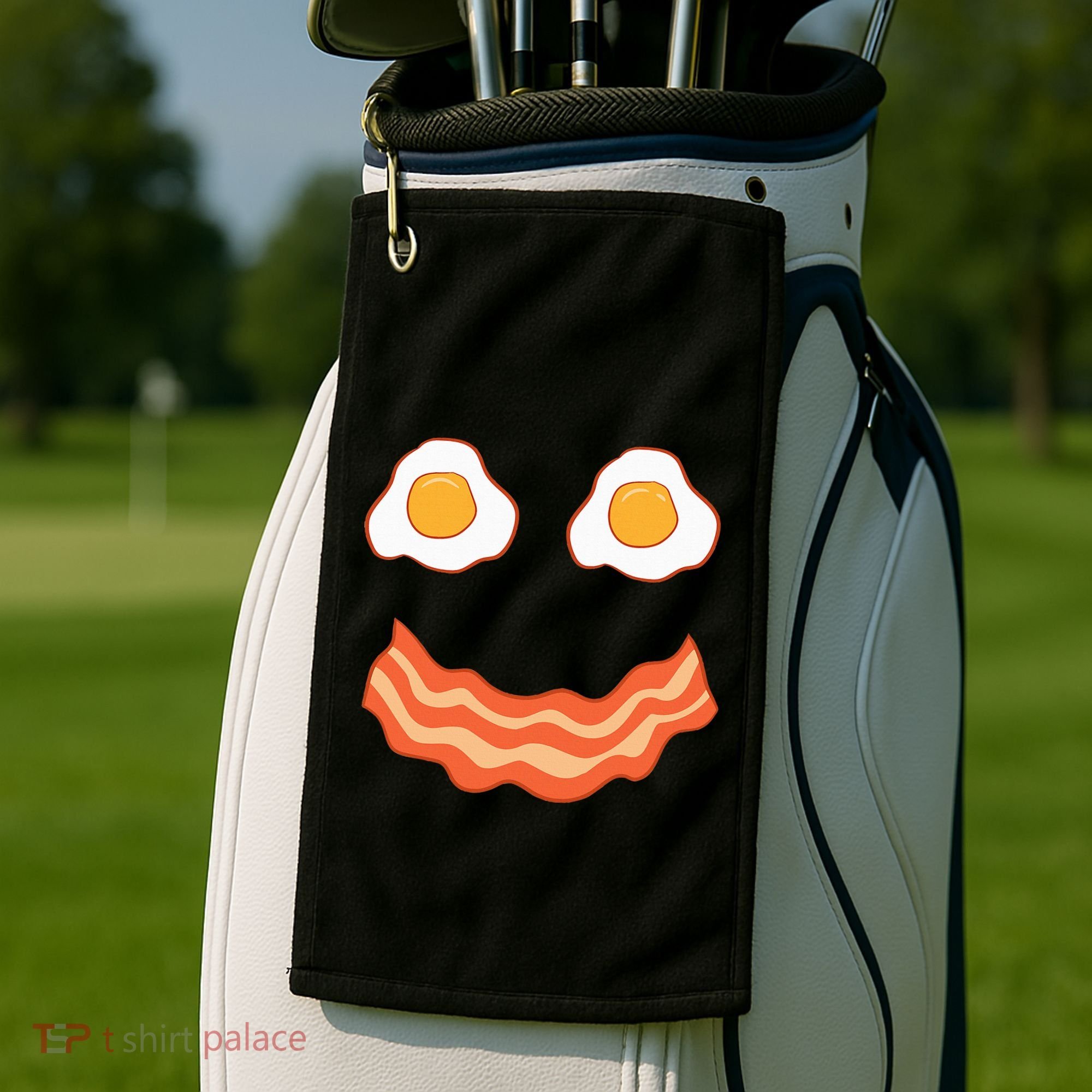 Egg And Bacon Egg And Bacon Face Brunch Breakfast Golf Towel