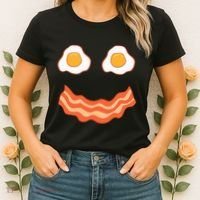 Egg And Bacon Egg And Bacon Face Brunch Breakfast Women's T-Shirt thumb 2