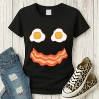 Egg And Bacon Egg And Bacon Face Brunch Breakfast Women's T-Shirt thumb 3