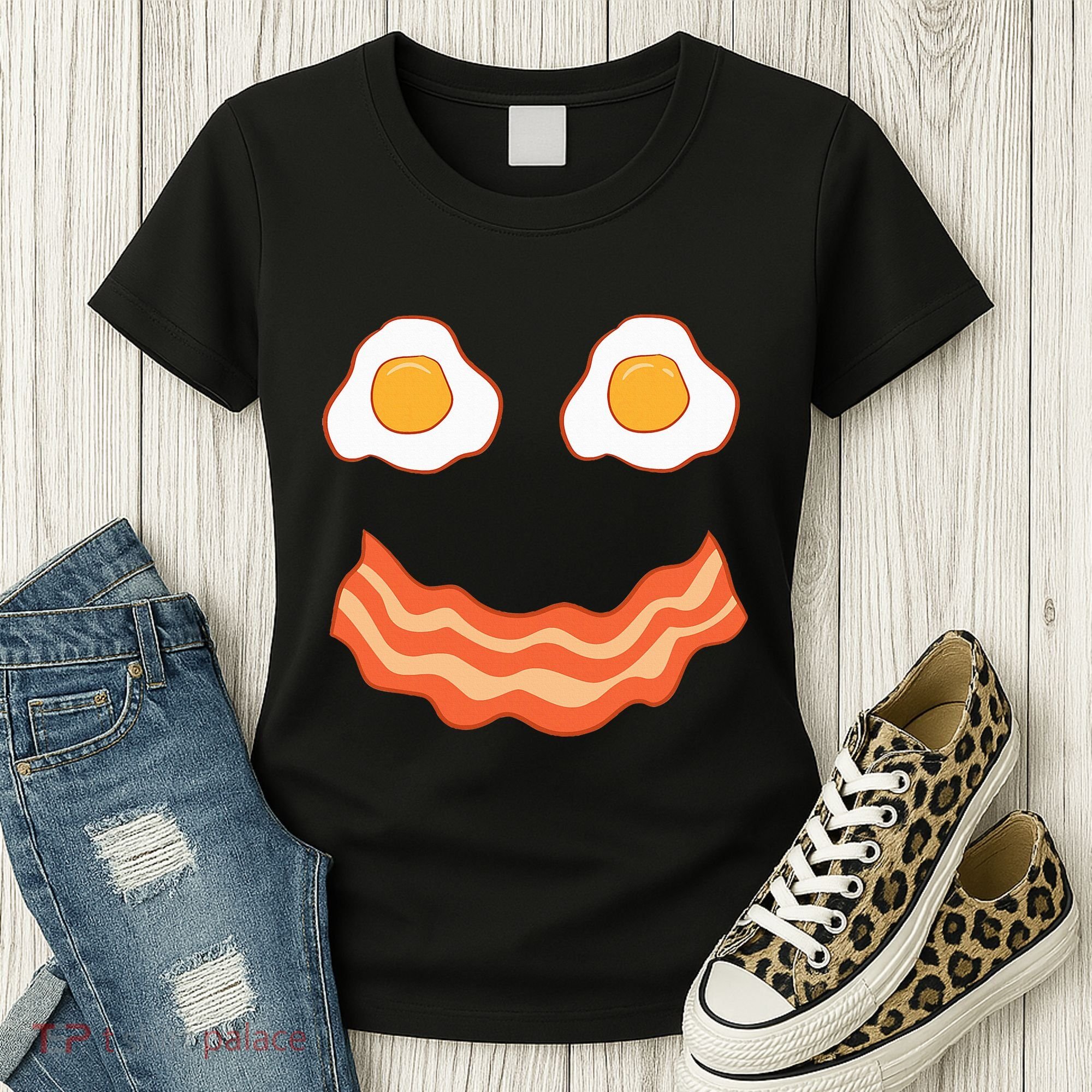 Egg And Bacon Egg And Bacon Face Brunch Breakfast Women's T-Shirt
