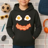 Egg And Bacon Egg And Bacon Face Brunch Breakfast Kids Hoodie thumb 2
