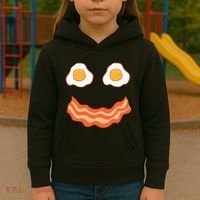 Egg And Bacon Egg And Bacon Face Brunch Breakfast Kids Hoodie thumb 3