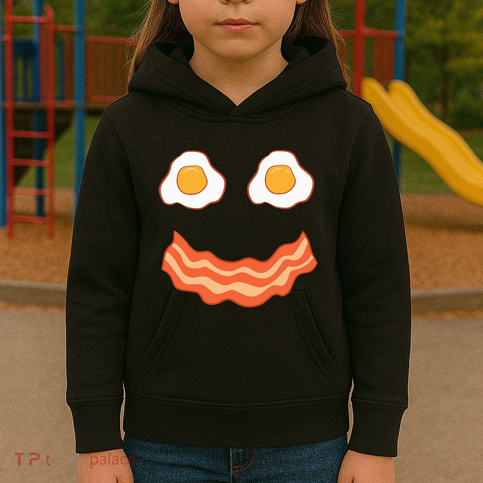 Egg And Bacon Egg And Bacon Face Brunch Breakfast Kids Hoodie