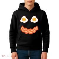 Egg And Bacon Egg And Bacon Face Brunch Breakfast Kids Hoodie thumb 4