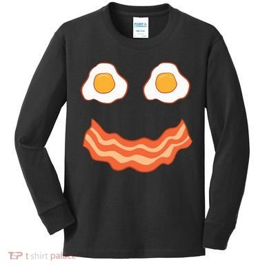 Egg And Bacon Egg And Bacon Face Brunch Breakfast Kids Long Sleeve Shirt