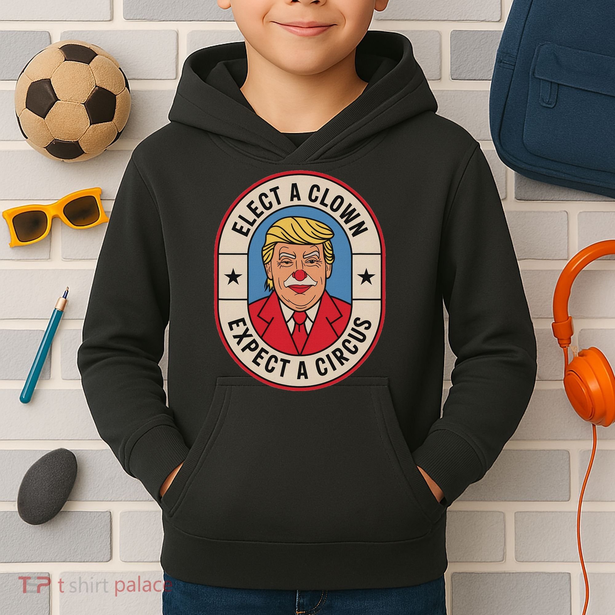 Elect A Clown Expect A Circus Impeach Trump Anti Trump  Kids Hoodie