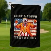 Elect A Clown Expect A Circus Usa Flag Golf Towel thumb 1