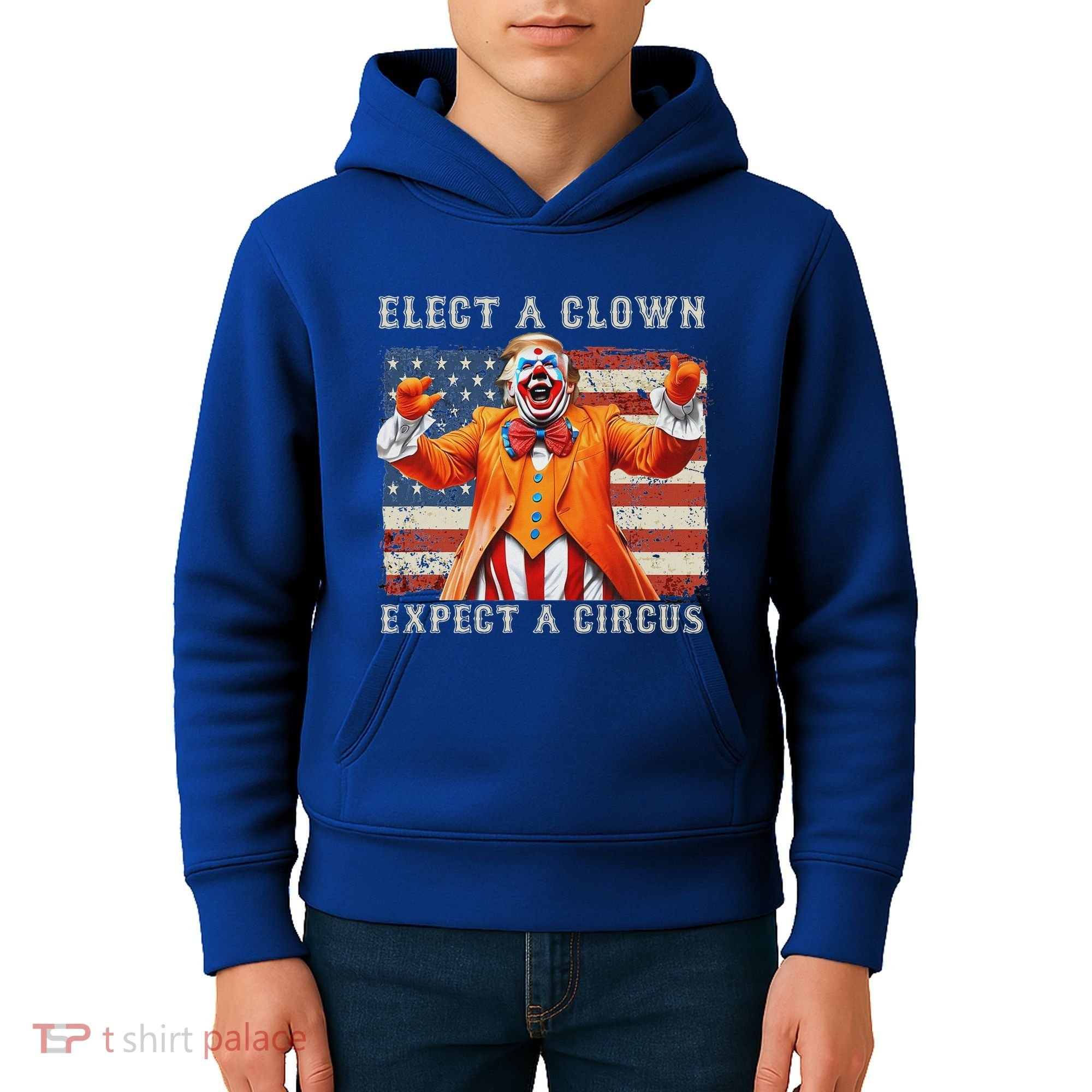 Elect A Clown Expect A Circus Usa Flag Kids Hoodie