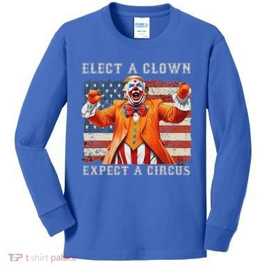 Elect A Clown Expect A Circus Usa Flag Kids Long Sleeve Shirt