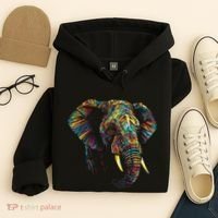 Elephant Animal Colourful Zoo Art Elephant Hoodie thumb 4