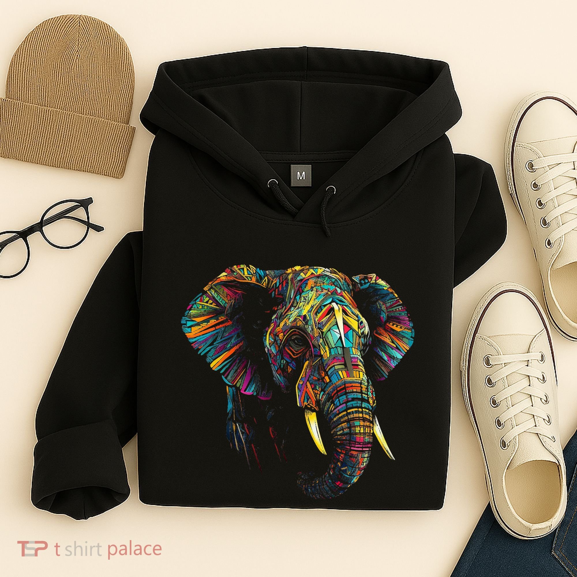 Elephant Animal Colourful Zoo Art Elephant Hoodie