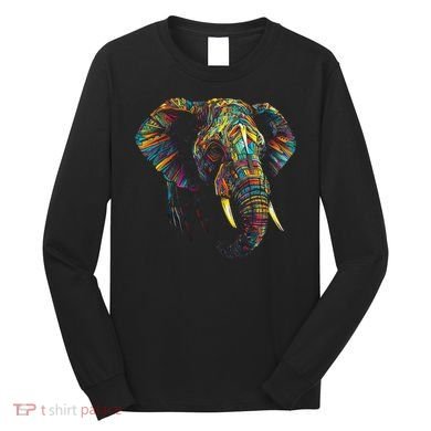Elephant Animal Colourful Zoo Art Elephant Long Sleeve Shirt